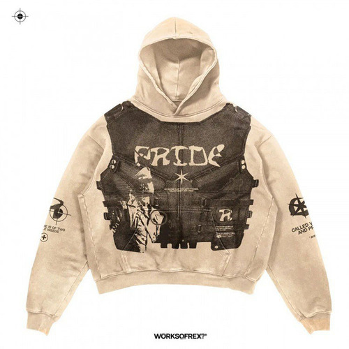 Casual Letter Explosion Print Men's Clothing Skull Fashion Hooded Sweatshirt Harajuku Retro Autumn Versatile