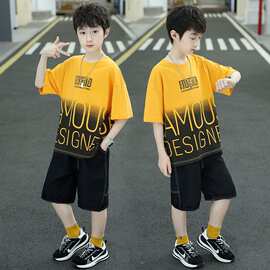 一整套帅气小孩夏季短袖衣服儿童新款中大童男孩夏天男童夏装套装