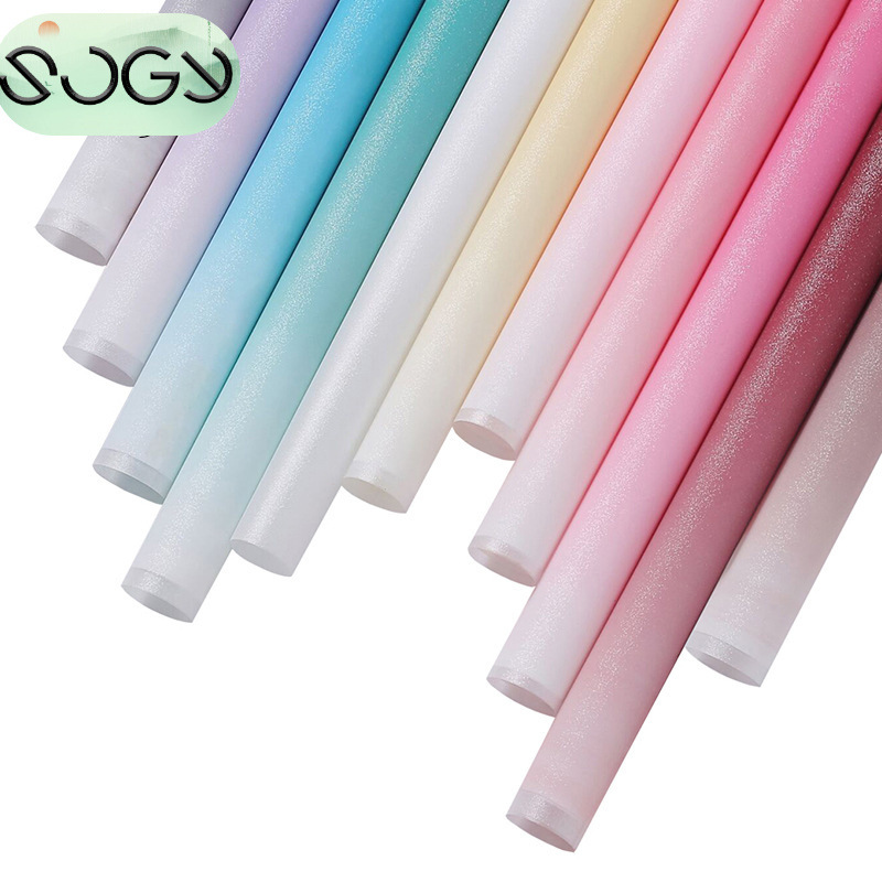 尚吉热销外贸长岛冰茶鲜花包装纸彩虹渐变渐变磨砂防水雾面纸批发