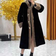 秋冬季新款水貂绒大衣加厚宽松气质羊羔毛中长款皮草外套女士
