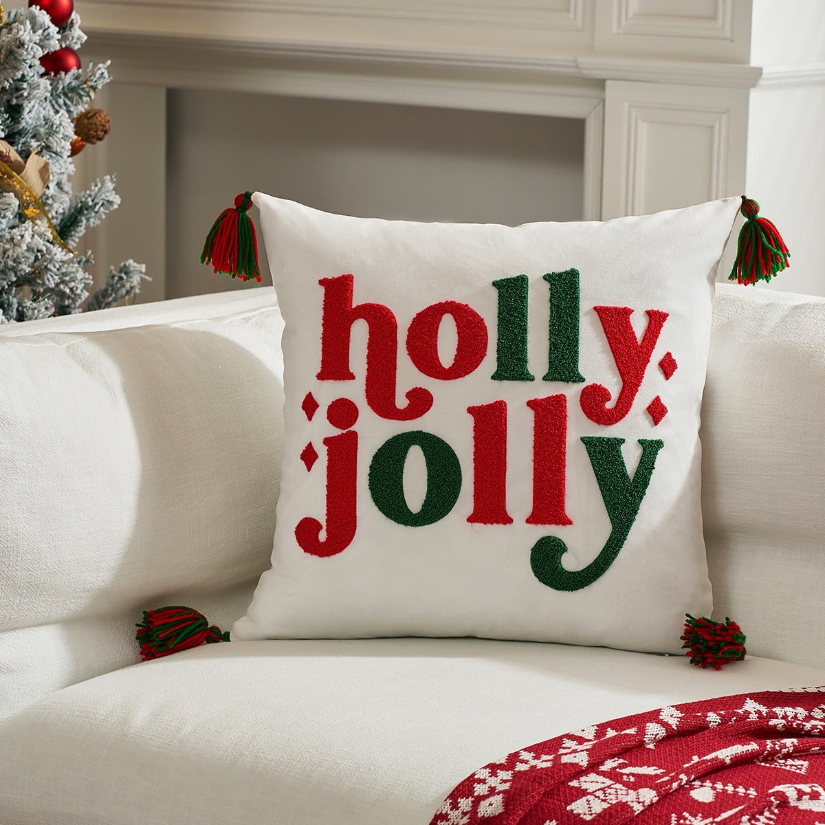 Ventas transfronterizas en caliente de alce árbol de Navidad estampado almohada cubierta de nieve de otoño y invierno bordado estilo de decoración de vacaciones atmósfera cojín cubierta