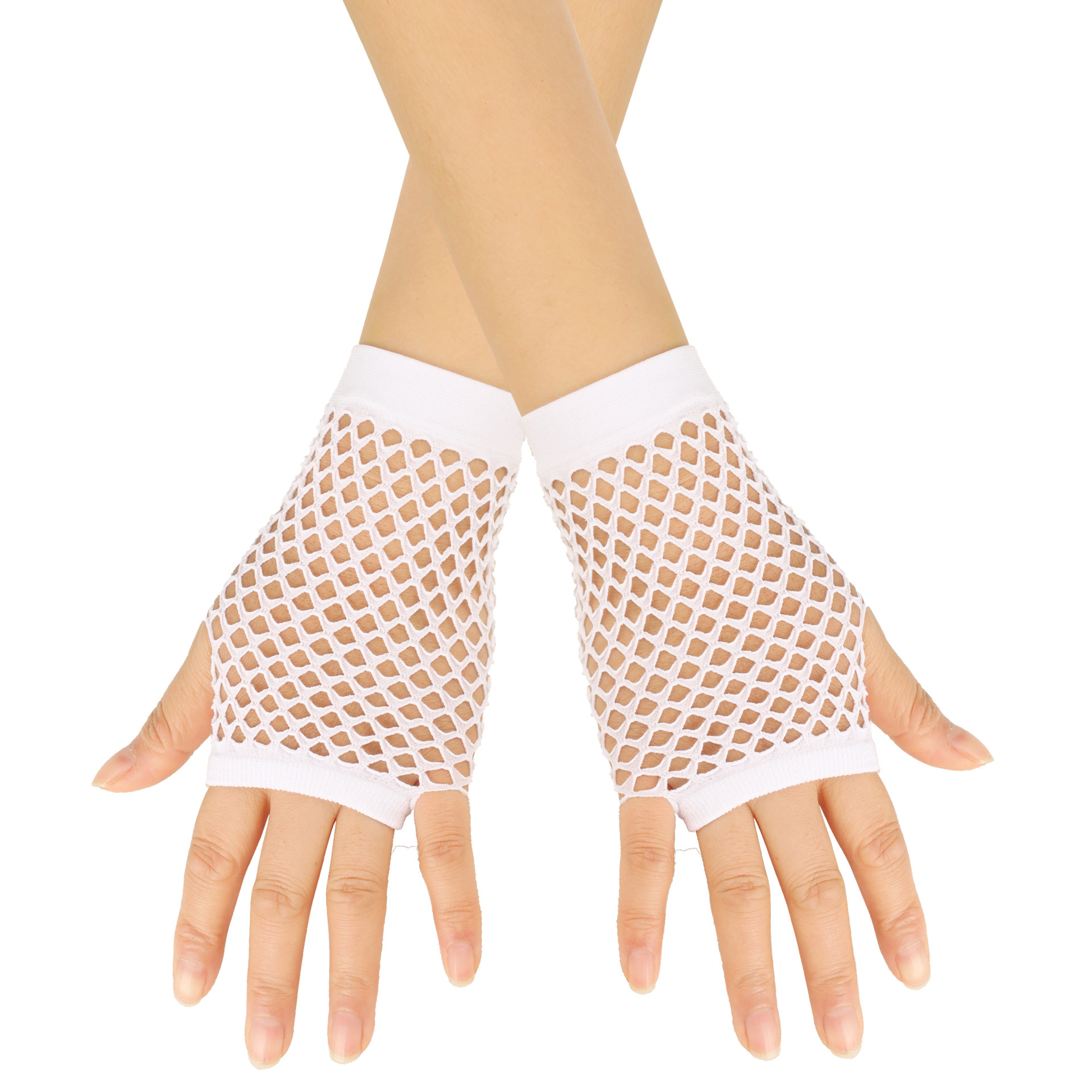 Club nocturno Bungee guantes cortos de red de pesca de verano hueco malla elástica guantes de baile sexy damas guantes de medio dedo