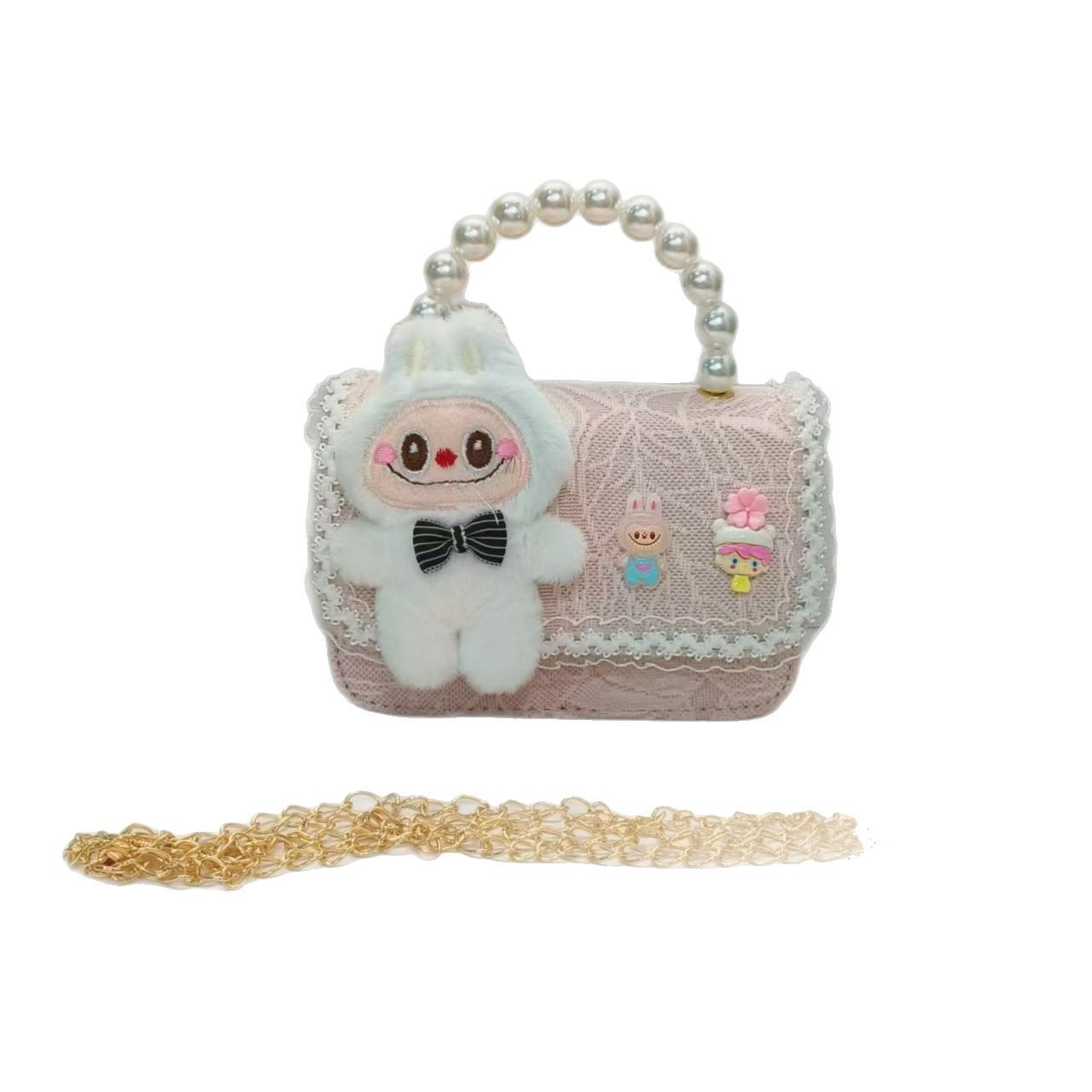 Bolso de perla de viento pequeño bolso de cambio bolso de accesorios bolso de cadena bolso de niños bolso de dibujos animados bolso de princesa