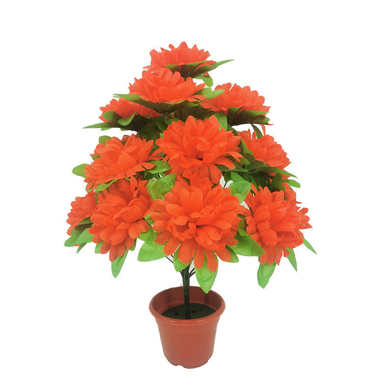 18-headed chrysanthemum with leaves (red) 1 branch - 1 branch + flowerpot quality choice