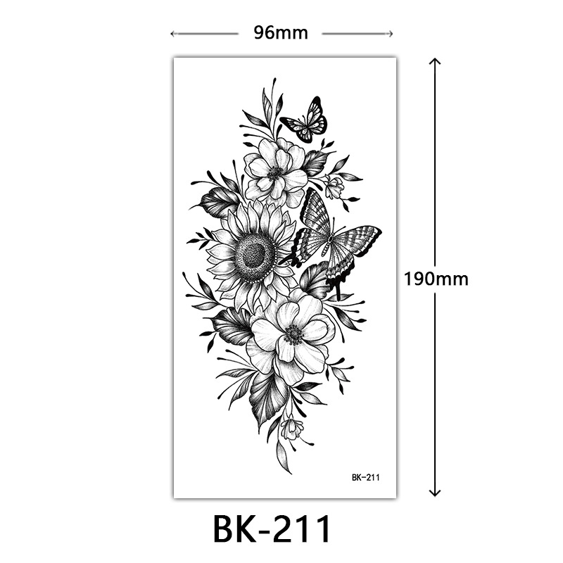 Tatuaje Temporal de Flores Boceto de Papel de Transferencia al Agua, Impresión por Transferencia de Agua, para Cuerpo image 217