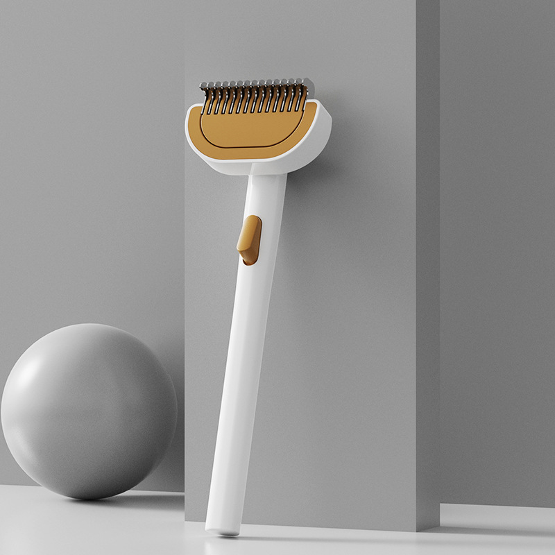Peines de mascotas de acero inoxidable, peines de nudos rápidos, un botón para eliminar el cabello flotante, productos de limpieza de mascotas al por mayor