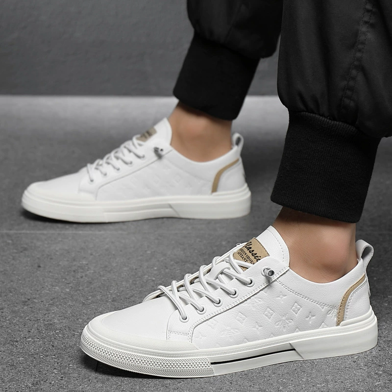 Fashionable summer sneakers, men's white shoes, casual footwear, 2023 collection