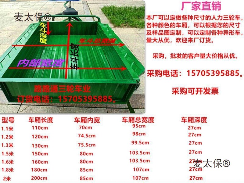 Pedal Tricycle for Carrying Goods, Manual Transportation, Thickened Pedals, Bicycle Pedal, Large Stall for Elderly, Metabo