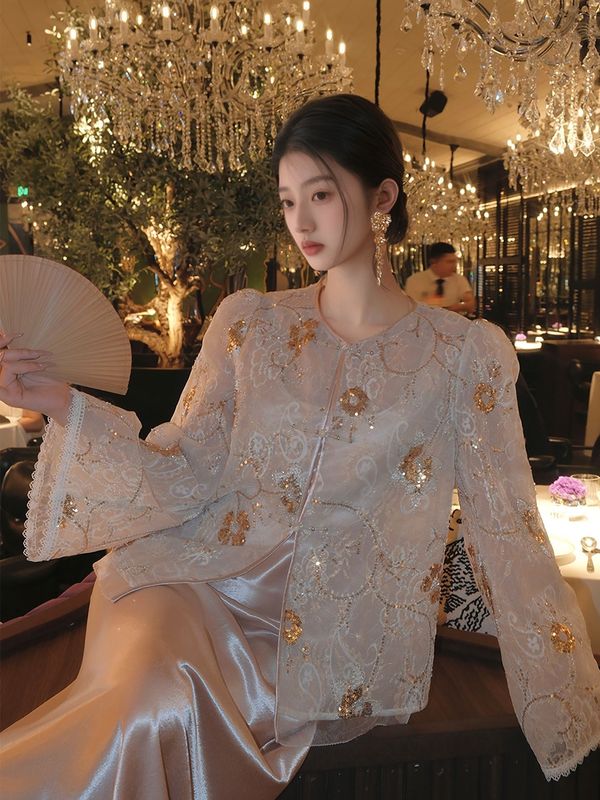 新中式国风秋季时尚轻奢重工珠绣外套纯色背心连衣裙套装女 N8067|undefined