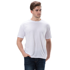 現物150g純綿羅紋襟純色丸首tシャツ男性対外貿易国境を越えてヨーロッパコードのtシャツを大きくする