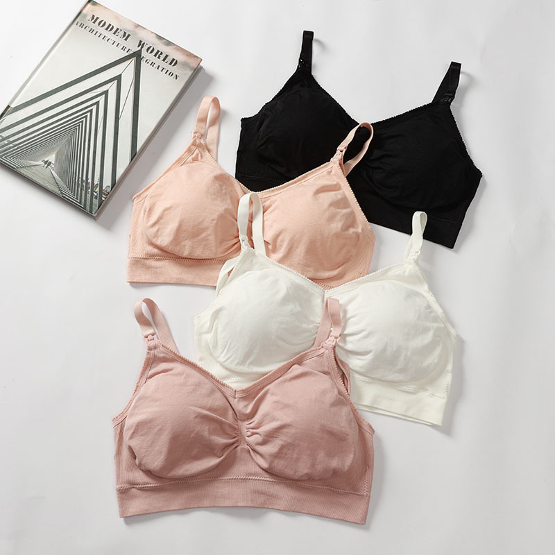 Seamless Maternity Nursing Bra for Breastfeeding during Pregnancy, Prenatal and Postpartum, No Rims, Push-Up Anti-Sagging Breast Milk Feeding Bra