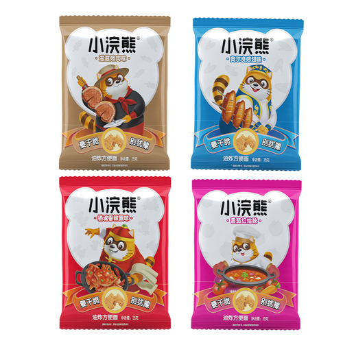 Uni-President Little Raccoon Crispy Noodles Whole Box Dry Noodles Ready-to-Eat Snacks Wholesale Snack Food Bagged Instant Noodles