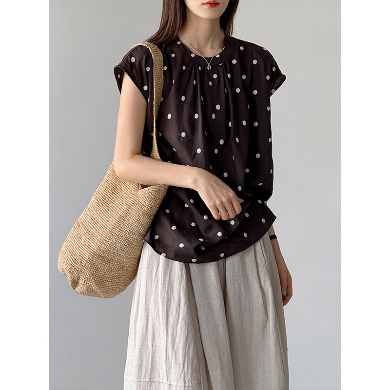 Orange Zhi Summer New Korean Fashion Style Loose Round Neck Vest Shirt with Slit Ramie Retro Top 99126 Orange Zhi Summer New Korean Fashion Style Loose Round Neck Vest Shirt with Slit Ramie Retro Top 99126