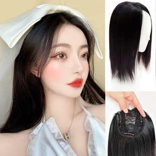 Manufacturer Wholesale Wig for Women with Bangs, Head Replacement Hair Block, Long Straight Hair, Middle Parted Bangs Wig Piece to Cover Gray Hair