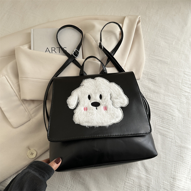 Bolsos para perros de peluche de alto nivel de estilo extranjero, bolsas para mujeres, nueva moda, mochila universitaria popular