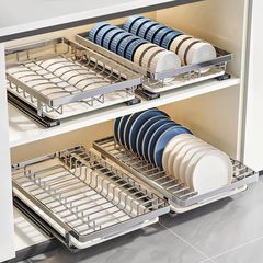 ステンレス製食器収納ラックキャビネット内蔵引き出し式食器収納ラック引き出しバスケットキッチン排水ボウルラック