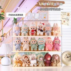 拉布布搪胶毛绒公仔收纳盒展示架适用泡泡玛特盲盒手办透明防尘柜