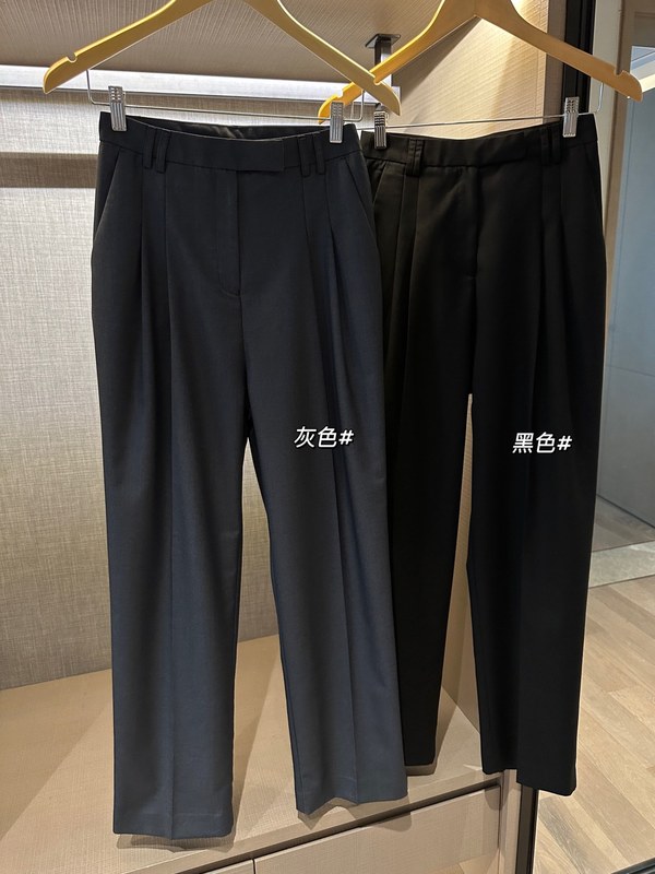 25夏季新款女士腰部收褶斜插口袋直筒宽松西装裤休闲裤0807u2|undefined
