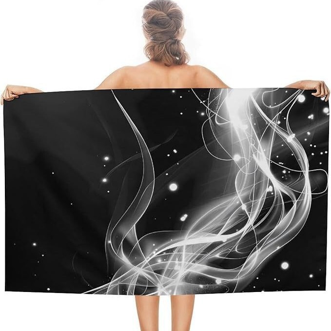 Black and White Abstract Line Beach Towel Quick Dry Towel Lightweight Pool Towel Swimming Towel