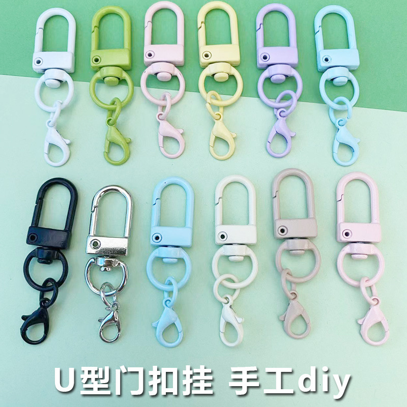 Rotating Painted Metal Accessories U-Shaped Small Door Hook 14mm Lobster Clasp DIY Accessories Doll Bag Hook