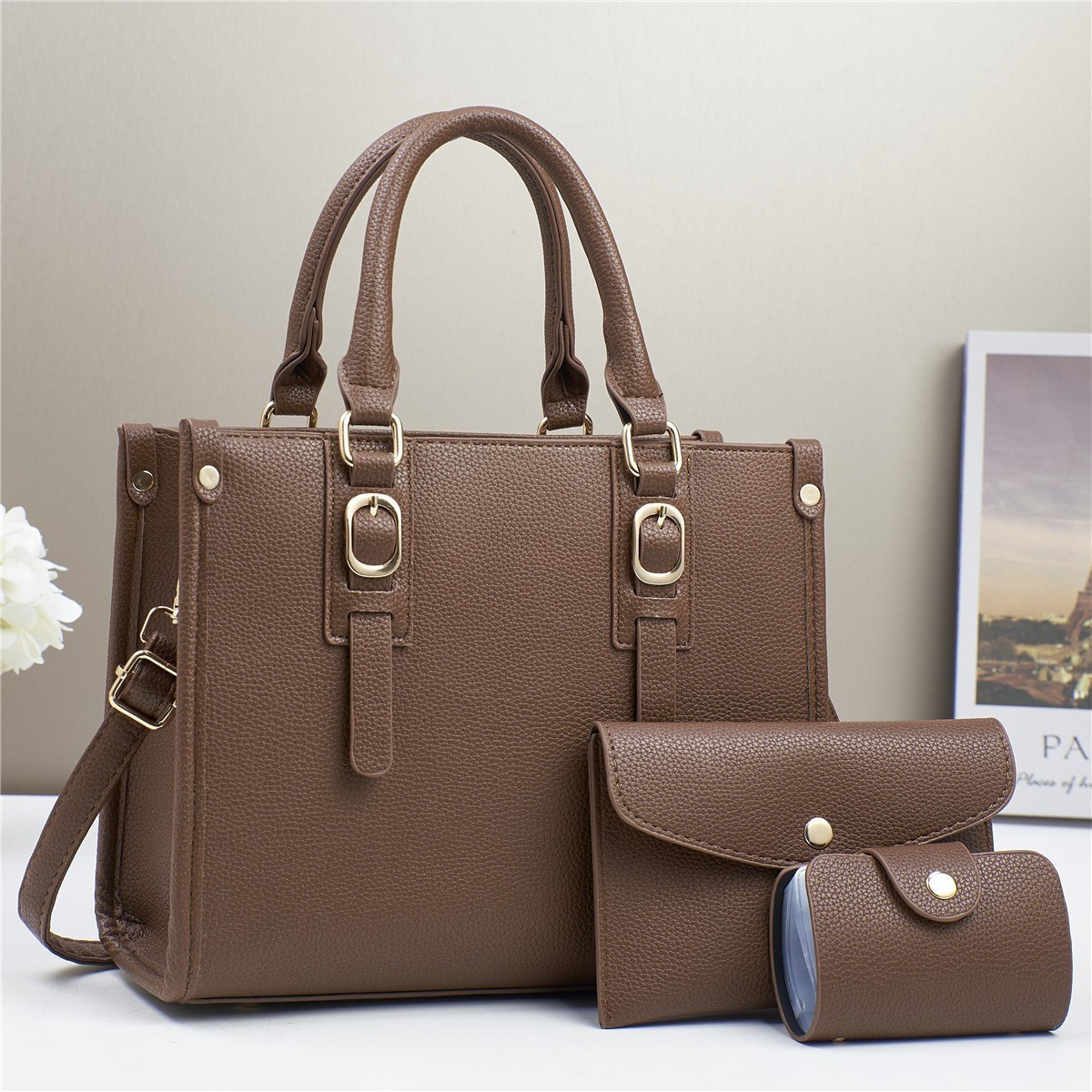 Bolso de tres piezas para niños y madres bolso de tres piezas con textura bolso de hombro de moda comercio exterior al por mayor bolso de mujer de Taizhou bags de calidad