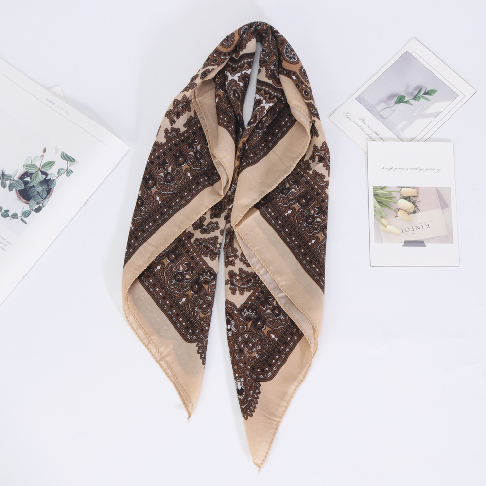 Women's Gender Printing Design Retro, Ethnic Style Style Women's Retro Ethnic Style Cashew Nuts Knot Hemp Printing Silk Scarf