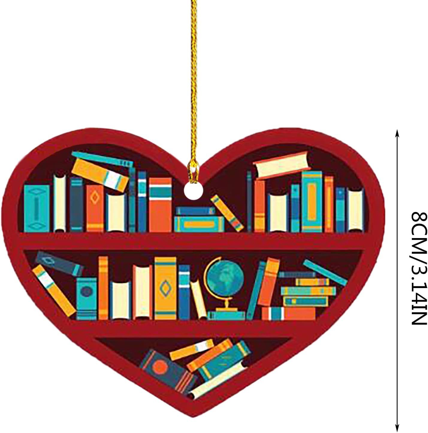 Nuevos productos transfronterizos en forma de corazón librería colgante de automóvil decoración de árbol de Navidad acrílico colgante 8cm