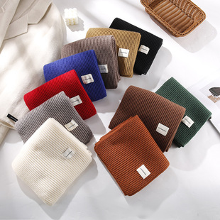 Autumn and Winter New Korean Style Knitted Wool Scarf Girl's High-grade Solid Color All-match Couple's Warm Scarf