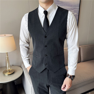 Men's Plus-Size Formal Vest for Business Casual Suits, Single-Breasted, Non-Ironing, Groomsmen's Suit, Group Uniform