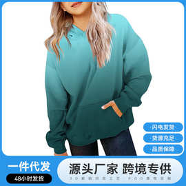 跨境时尚新款女连帽卫衣3D印花长袖女士外贸宽松女士休闲卫衣童装