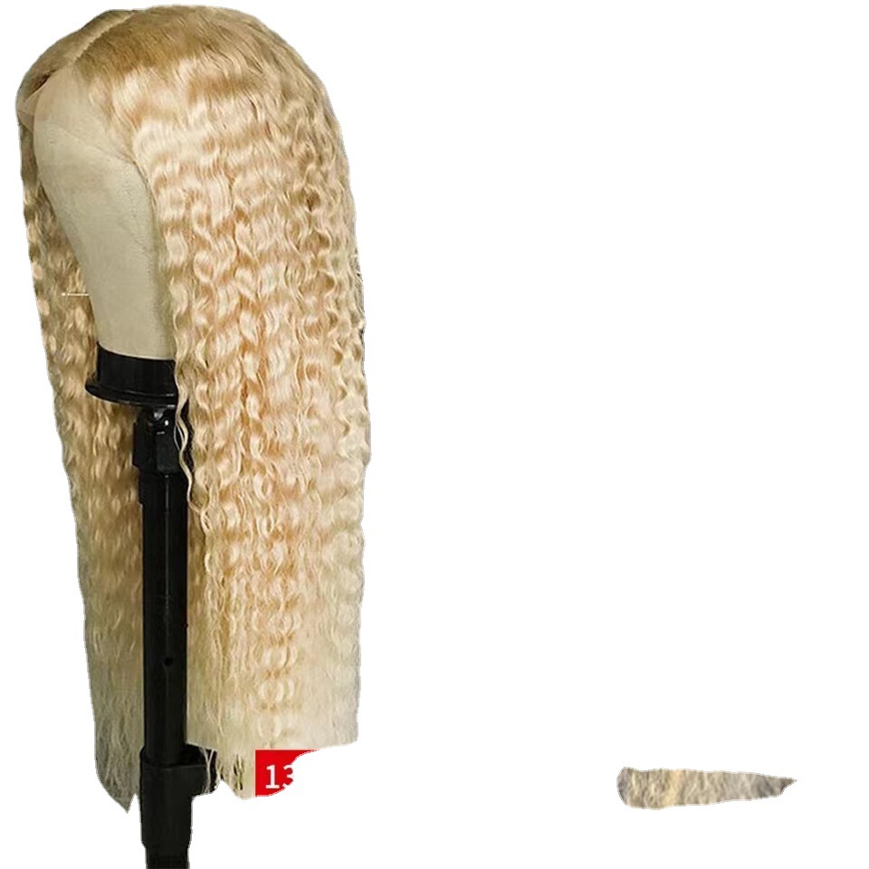 Comercio exterior nuevo frente encaje peluca negro venta caliente pequeño volumen luz oro encaje peluca fábrica en stock generación pelo