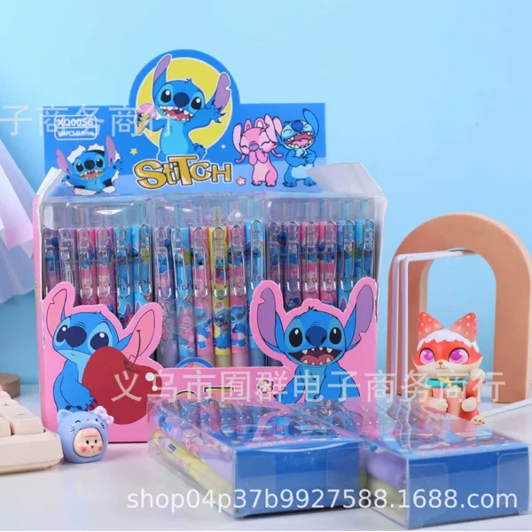 Lilo & Stitch Iron Hook Cartoon Retractable Pen 0.5mm Black Oil-Based Pen Student Stationery