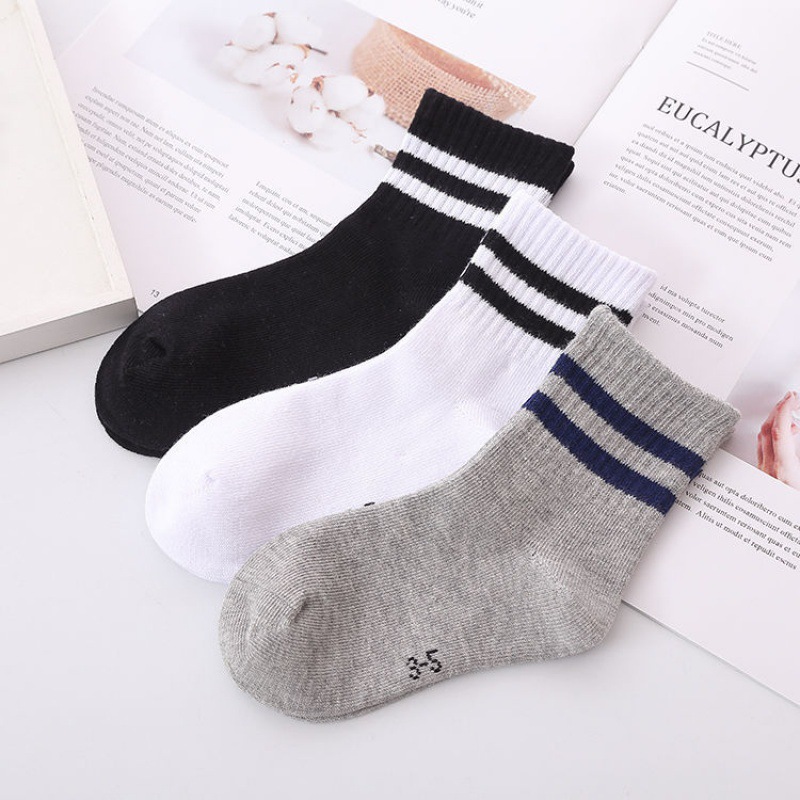 儿童袜子秋冬男童女童中大童春秋纯色透气吸汗中筒白色学生袜厂家