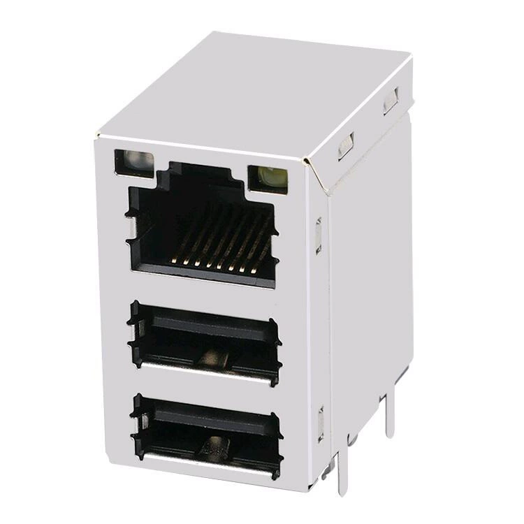 1840025-4 Завод прямых продаж Гигабитный разъем RJ45 + USB