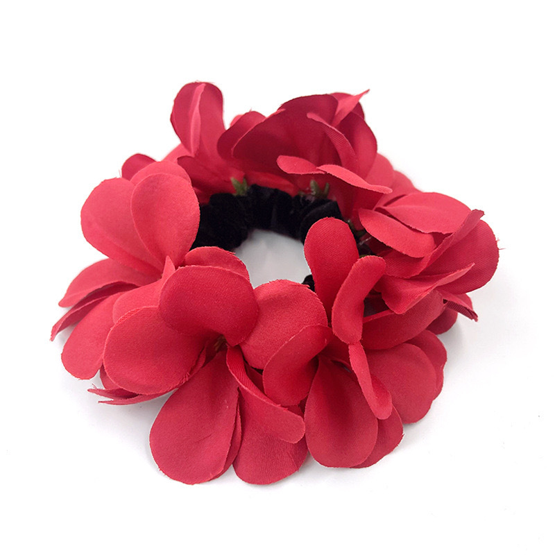 붉은색 플루메리아 머리끈