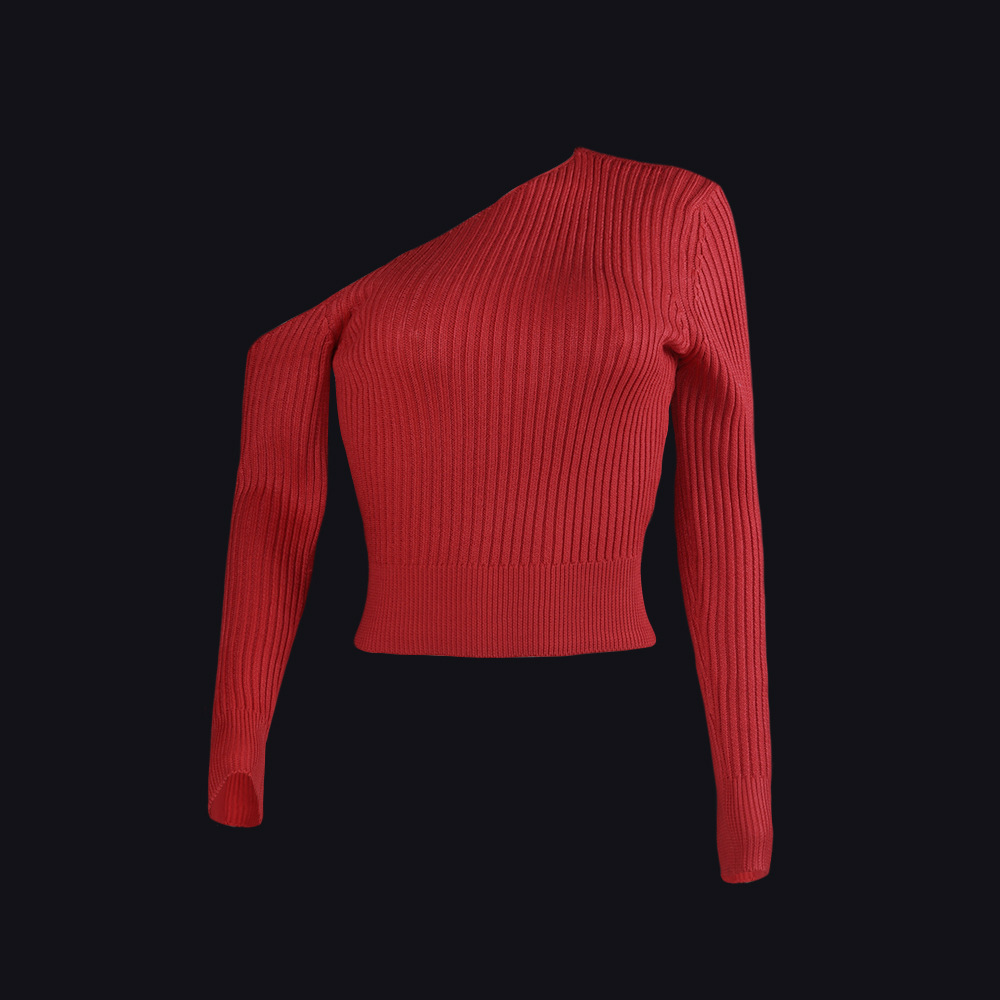 Solid Color Strapless Sexy Sweater NSHML66651