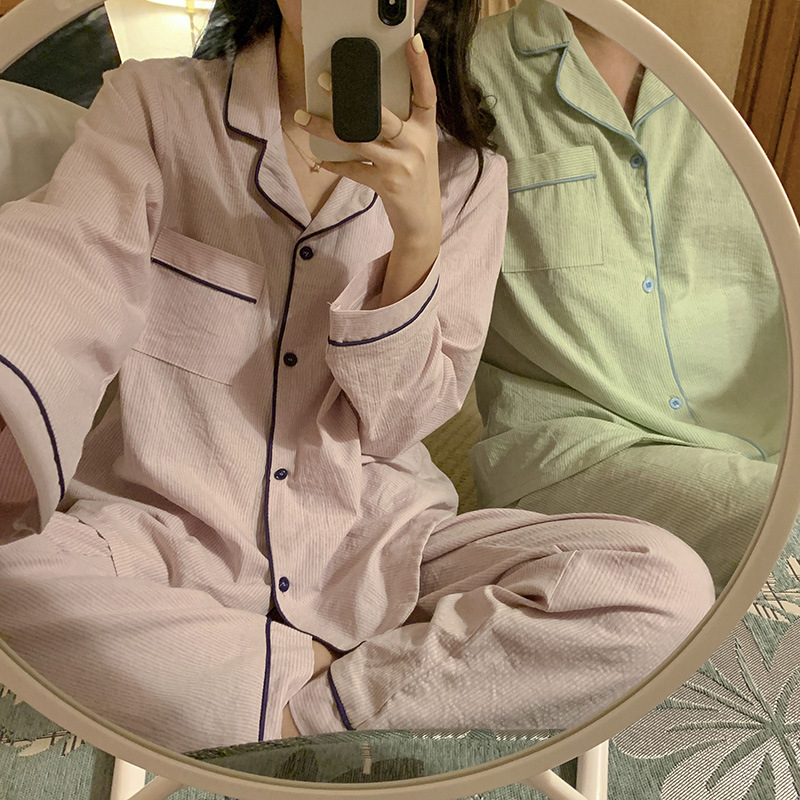 Product details picture_actual shot#new product#Men's comfortable and loose striped early autumn pajamas and home clothes set