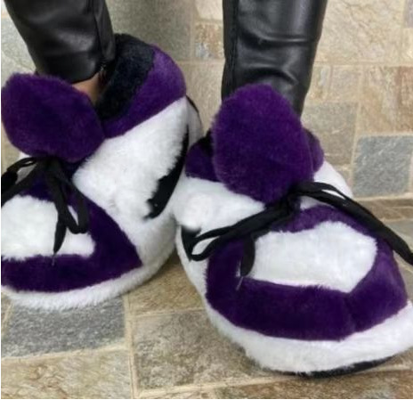 Tiktok mismo estilo parodia zapatos de grasa Coco pareja Zapatillas de algodón volver al futuro casa piso Kang hebilla 1 zapatos de algodón