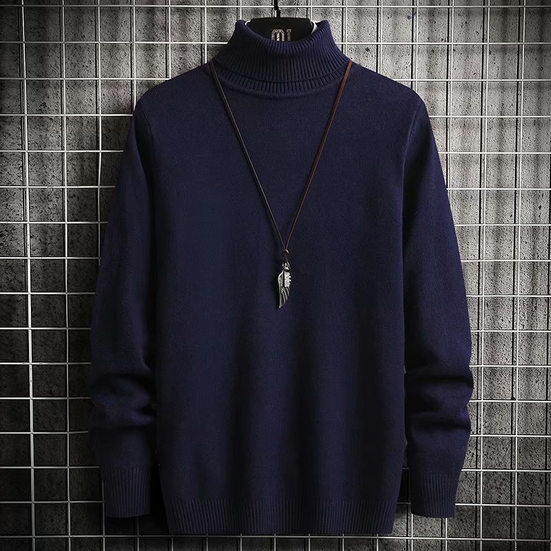 Suéter de terciopelo de visón cuello alto de los Hombres estilo coreano suéter de color degradado de moda camisa de fondo para hombres otoño e invierno abrigo de punto grueso