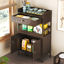 茶水架新中式带抽多功能茶柜储物架多层置物架茶桌边柜茶叶收纳架
