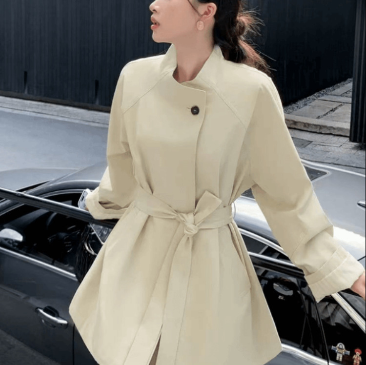 中长款风衣外套女春秋季新款小个子韩版大衣收腰设计感气质上衣潮|undefined