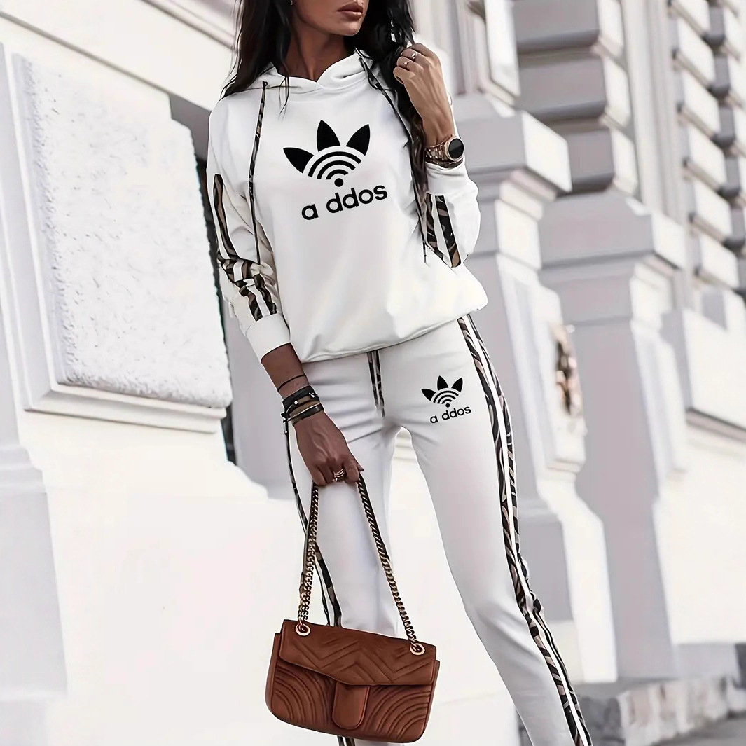 2025 European and American Cross-Border Women's Spring & Fall New Fashion Casual Sports Two-Piece Set 0051 Printing