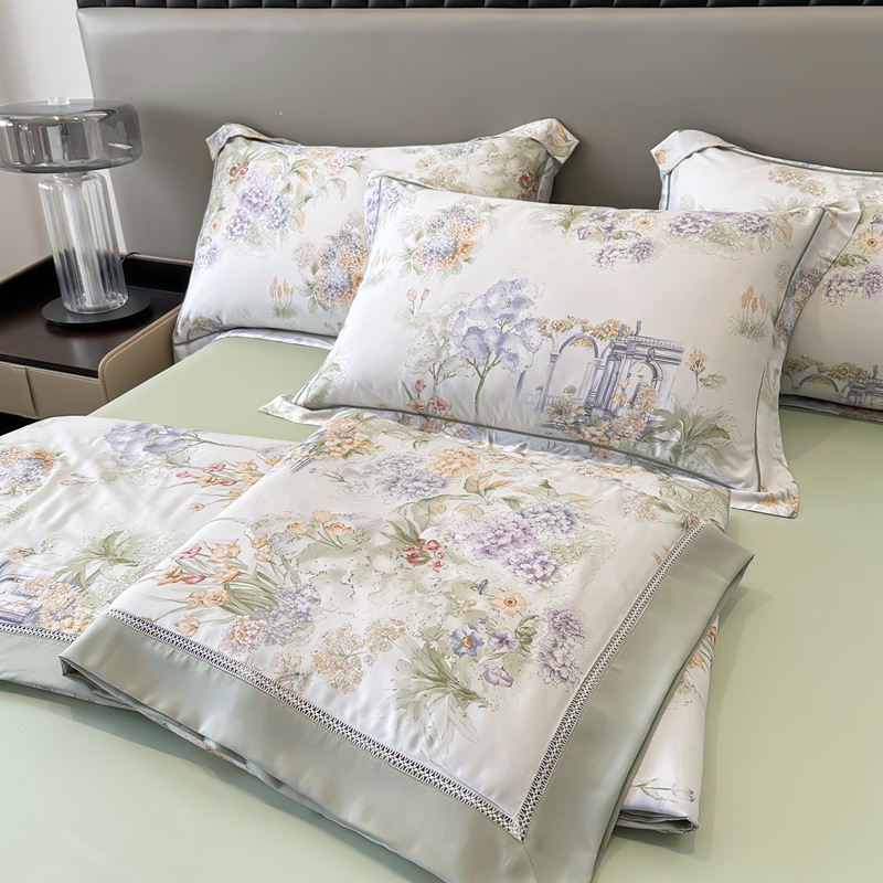 美式复古60支天丝夏被莫代尔可机洗水洗空调被四件套凉感冰丝薄被