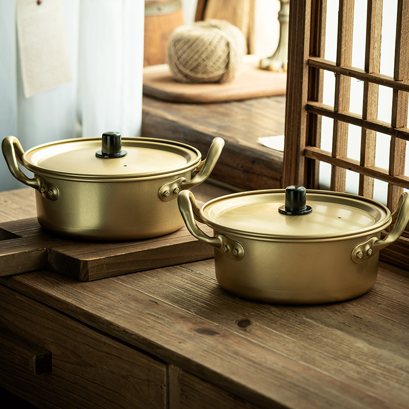 Ejército coreano olla caliente fideos instantáneos olla hogar pequeña olla de cocina olla de sopa olla de aluminio ramen olla especial olla con tapa
