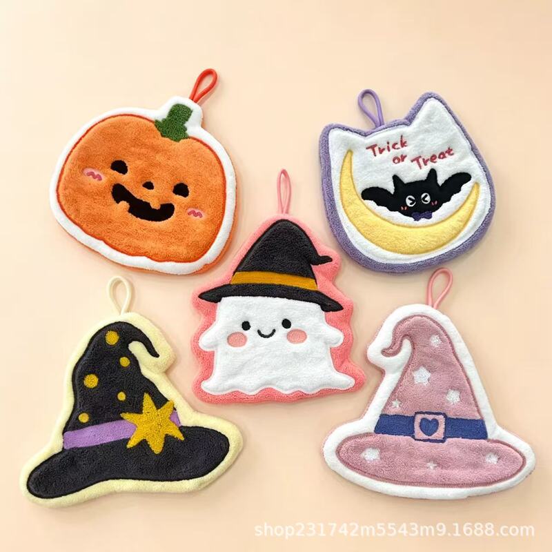 New Halloween Hand Towel, Thick Coral Fleece, Absorbent, Cute Children's Handkerchief, Kitchen Cleaning Cloth, Household Gift Accessory New Halloween Hand Towel, Thick Coral Fleece, Absorbent, Cute Children's Handkerchief, Kitchen Cleaning Cloth, Household Gift Accessory
