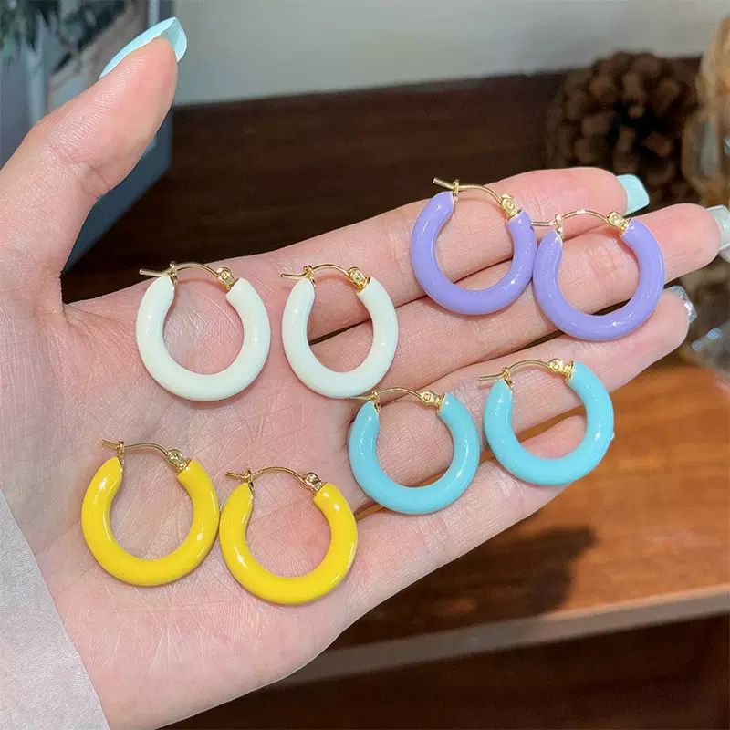 时尚精致度假风彩色多巴胺滴油耳环轻奢高级感百搭耳饰设计感小众