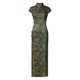 Tang Zhilian green silk retro slimming cheongsam dress modified dress women's 2023 high-end mulberry silk catwalk