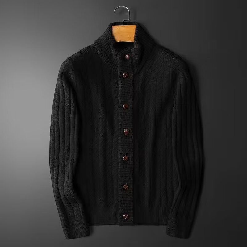 Autumn and Winter Solid Color Single-breasted Knitwear Cardigan Men's All-match Casual Collar Jacket Coat Men's Top Handsome Autumn and Winter Solid Color Single-breasted Knitwear Cardigan Men's All-match Casual Collar Jacket Coat Men's Top Handsome
