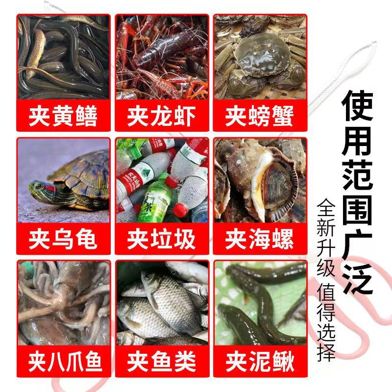 Eel and Loach Gripper, Non-Slip Eel Clamp for Beachcombing, Stainless Steel Snake Grabber with Extension, Lengthened Crab Clip, and Trash-Picking Tool