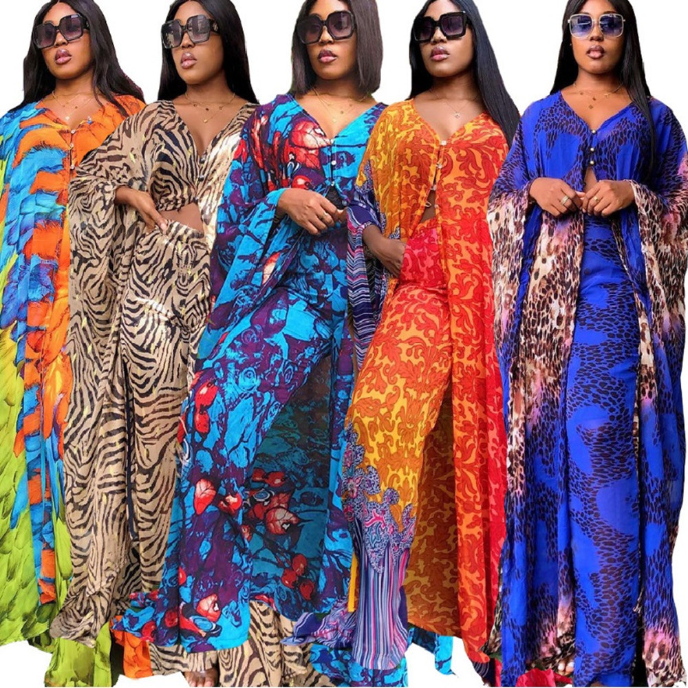 African plus-size women's robe digital p...